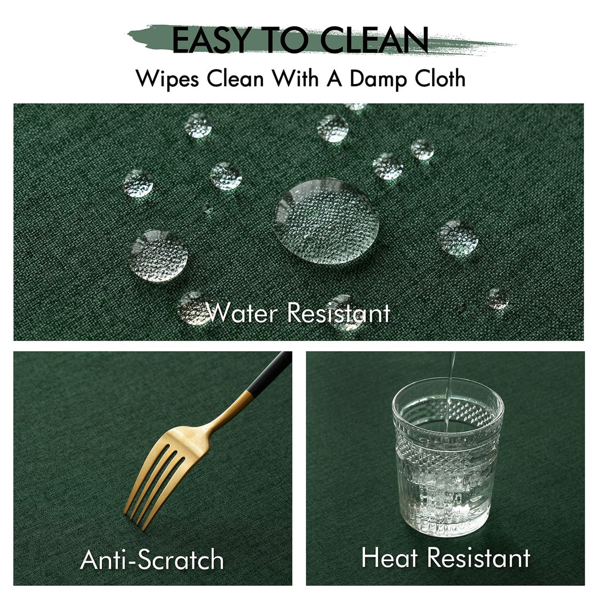 MIULEE Hunter Green Thick Polyester Linen Rectangle Tablecloth Decorative Cutouts Waterproof Stain and Wrinkle Resistant Table Cloth Christmas Holiday Table Cover for Dining Kitchen, 52 x 70 inch MIULEE