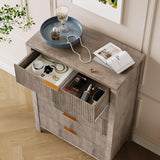 GarveeHome Fluted 5 Drawer Dresser, 45 in Tall Slim Dresser for Small Spaces, Modern Farmhouse Wooden Chest of Drawers for Bedroom Nursery Apartment, Easy Assembly GarveeHome