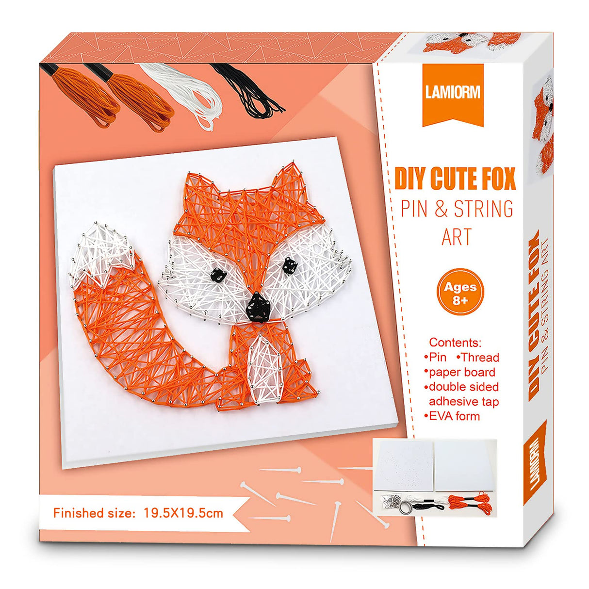 Boqin DIY String Art Kit - Cute Fox Craft With Patterns, Pushpins, Supplies for Kids 9-12 Girls - Unique Gift for Home Wall Decorations Boqin