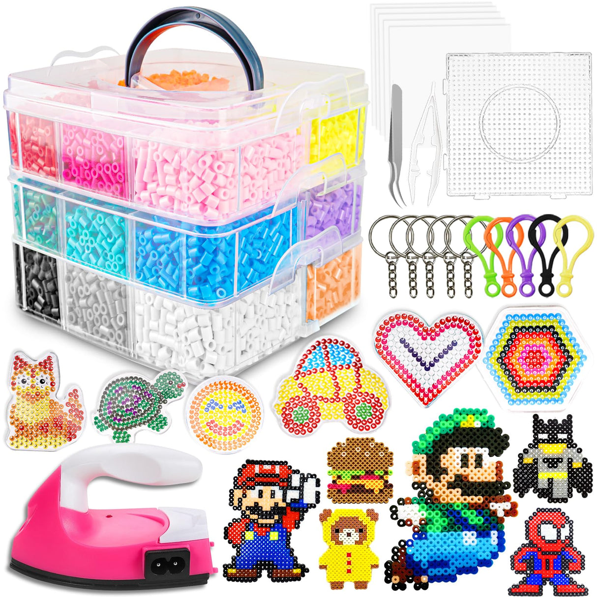 FUNZBO 12000 5mm Fuse Beads Kit Iron Set - Toys Gifts for Kids Crafts for Girls Ages 8-12, Arts and Crafts for Kids Ages 6-8, Gifts for Girls Boys Age 5 6 7 8 9 10 11 12 Year Old FUNZBO