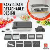 Mueller Vegetable Chopper 9 Blade, Mandoline Slicer, Food Veggie Chopper, Cheese Grater, Onion Vegetable Cutter with Container, Dicer, Kitchen Gadgets & Essentials, White Sand/Grey Mueller