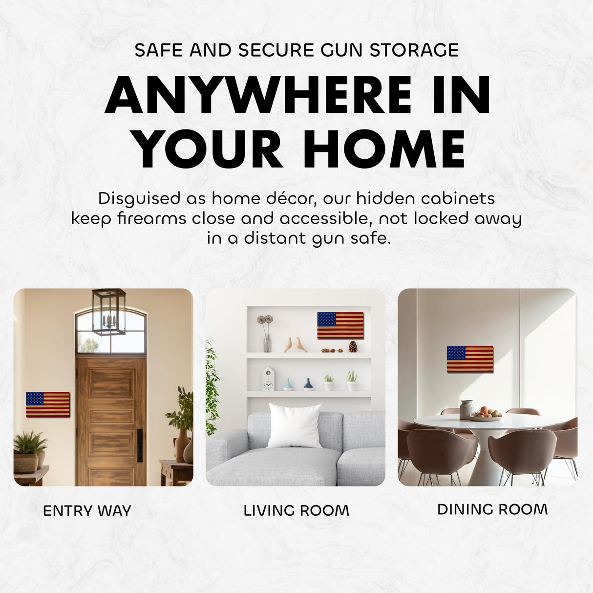 American Flag Hidden Gun Safe - Quick Access Hidden Gun Shelf - Concealment Shelf with Magnetic Lock - Wall Gun Safe for Secure Firearm Storage - Handcrafted In USA by Bellewood Designs (Red & Blue) Bellewood Designs