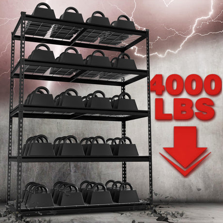 WORKPRO 5-Tier Metal Shelving Unit, 48”W x 24”D x 72”H, Heavy Duty Adjustable Garage Shelving, 4000 lbs Load Capacity (Total), Storage Rack for Garage, Basement, Warehouse, Workshop, 2 Pack WORKPRO