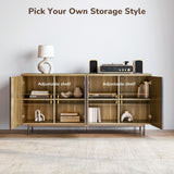 BELLEZE Sideboard Buffet Cabinet, 63" Storage Cabinet with Fluted Decorative Doors, Modern Console Table for Dinning Room, Kitchen & Living Room - Colemen (Camel) BELLEZE