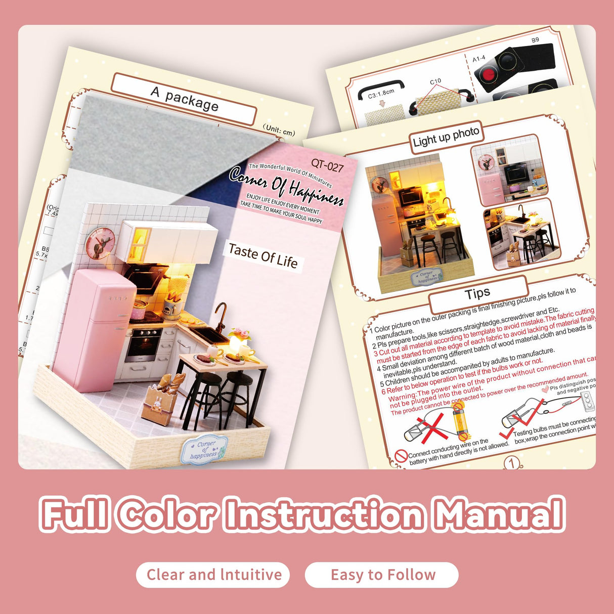 Flever Dollhouse Miniature DIY House Kit Creative Room with Furniture for Romantic Artwork Gift (Taste of Life) Flever