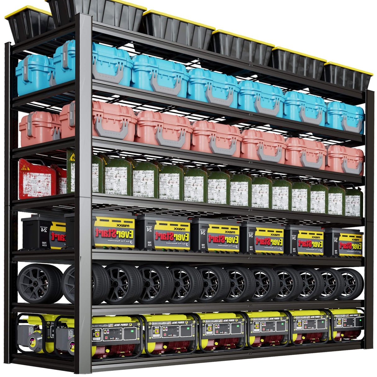 PMKES 7 Tier Garage Shelving Heavy Duty,65" W Garage Shelves, 65" W x 96" H x 24" D Adjustable Storage Shelving Unit, Commercial Metal Shelves for Warehouse, Basement PMKES