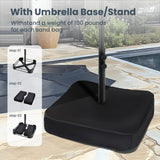 PHI VILLA 15ft Large Patio Umbrella with Solar Lights, Double-Sided Outdoor Market Rectangle Umbrellas with 36 LED Lights, Umbrella Base (Stand) Included, Navy Blue PHI VILLA