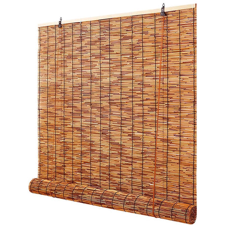 Outdoor Bamboo Roller Blinds for Patio 24" 32" 36" 42" 56" 60" 72" 76" Customized Size Outdoor Bamboo Roll Up Shade Waterproof Porch Privacy Retro Roller Shades for Garden Balcony Home Decor Fumigatrix