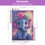 KEYIFA Diamond Art Kits for Adults, DIY Diamond Painting Baby Elephant, Round Full Drill, 5D Animal Diamonds Dots Mosaic Painting, Crystal Gem Arts Craft for Home Wall Decor 30x40cm KEYIFA