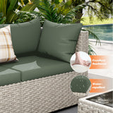 UDPATIO Outdoor Patio Furniture Set, 7-Piece PE Wicker Sectional Sofa with Tea Table, Outdoor Conversation Set for Patio, Garden, Backyard Green UDPATIO