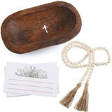 Kathfly Prayer Dough Bowl Wood Decorative Bowl with Cross and Cards Christian Gifts 58 Inch Wooden Rustic Prayer Bread Religious Spiritual Gifts for Blessing Farmhouse Entryway Kathfly