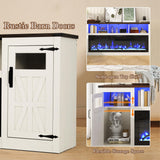 Fireplace TV Stand for 100 Inch TV, 95" Farmhouse Entertainment Center with 60" Electric Fireplace & LED Lights, Large Media Console for Living Room, Rustic Barn Doors, Power Outlets, Antique White chartustriable