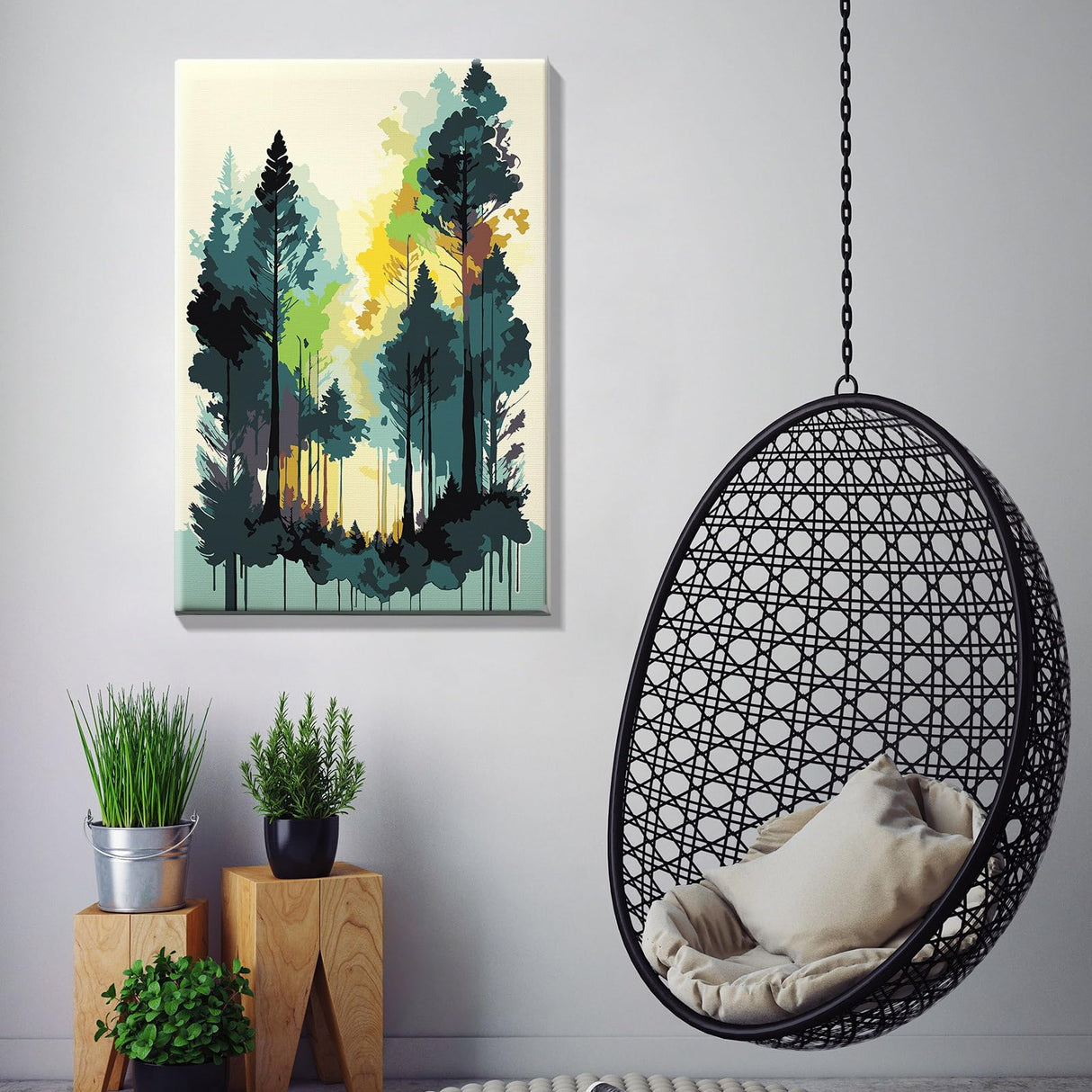 JOOZ Forest Paint by Numbers Kit for Adults with Frame, Adult Paint by Number Kits with Easel, DIY Abstract Forest Landscape Oil Painting Kit for Home Wall Decor 8x12 Inch JOOZ