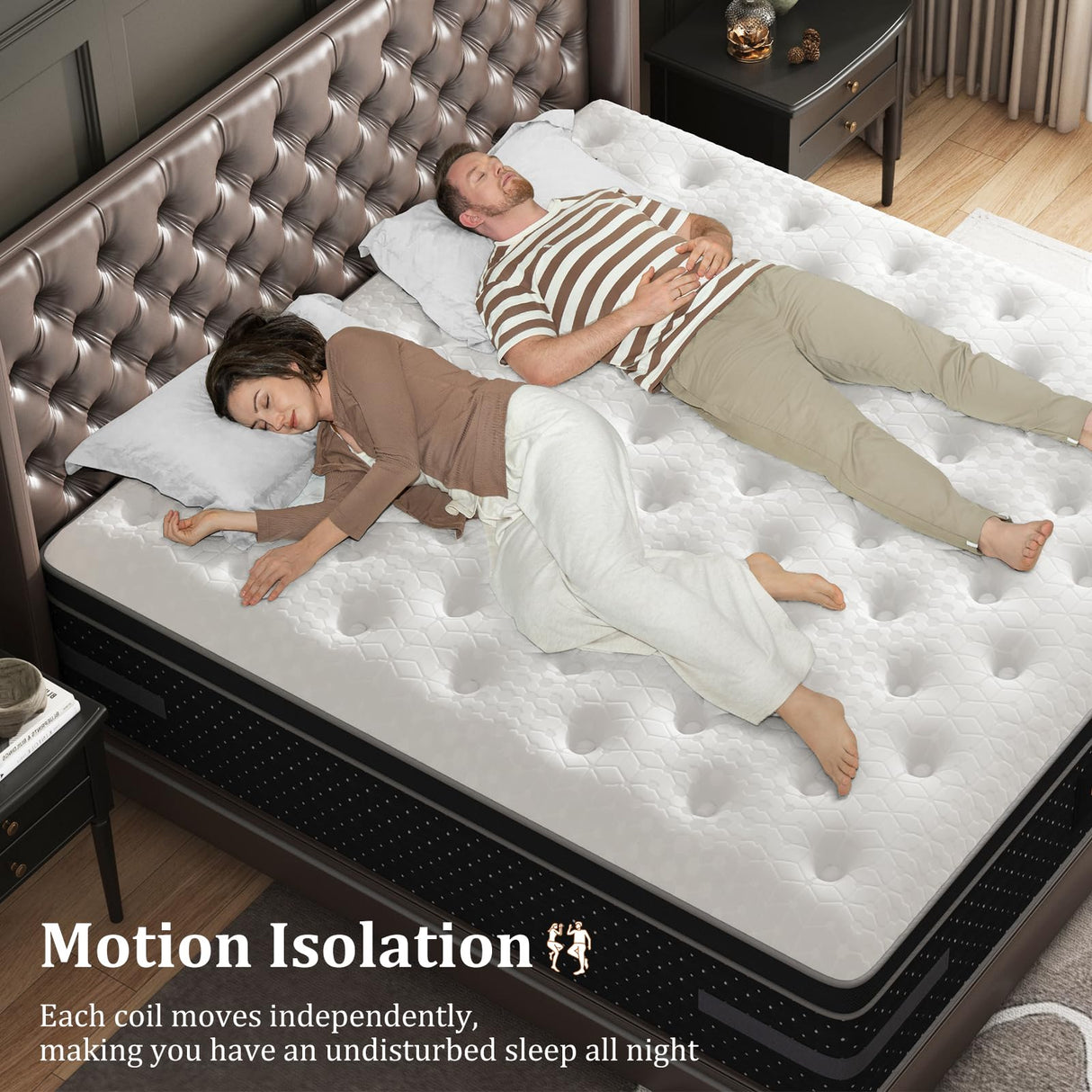 King Mattress, 14 Inch Hybrid Mattresses with Extra Lumbar & Shoulder Support Medium Firm Motion-Isolation Bed in a Box for Pain Relief Deep Sleep Fiberglass Free - No Odor, 365 Night Trial UniPon