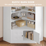 IRONCK 81" Corner Bookshelf with Door, 6 Tiers Lagre Bookshelves with Storage Rack, Tall Bookcase for Living Room Home Office, White IRONCK