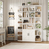 HOSTACK 75" Tall Book Shelf and Bookcase, 6 Tier Bookshelf with Storage, 47" Wide Bookcase with Doors, Freestanding Wood Display Shelves with Book Storage Cabinet for Home Office, Living Room, White HOSTACK