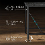 Huuger 9 Drawer Dresser, 63 Inch Dresser TV Stand for 55, 65, 70 Inch TV, Entertainment Center with Drawers, Large Long Fabric Dresser for Bedroom, Closet, Charcoal Black Wood Grain Print,8730D Huuger