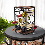 SODUKU Rustic Wood Countertop Wine Rack 6 Bottles No Need Assembly Brown SODUKU