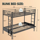 Twin-Over-Futon Convertible Couch and Bed, Metal Futon Bunk Bed with Guardrails and Ladder, Sturdy Steel Foldable Sofa-Bed for Kids Adults Teens (Twin Over Full Metal Bunk Bed, Twin) Anwick