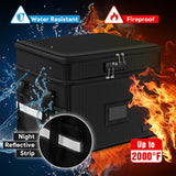 Fireproof Document Box with Lock, ETRONIK 2 Layer File Organizer with 5 Tab Inserts, Portable Office Collapsible File Storage with Reflective Strip for Hanging Letter, Legal Size Folder, Certificate ETRONIK