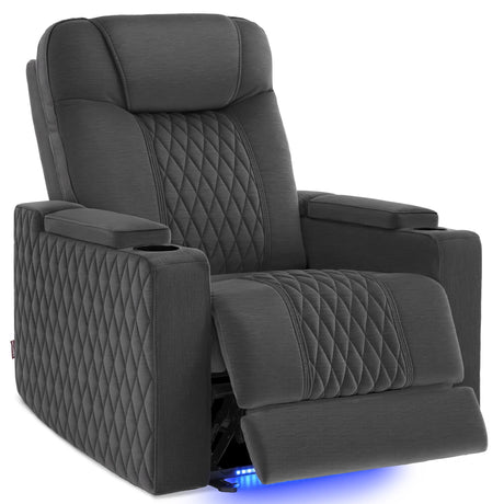 MCombo Zero Gravity Oversized Power Recliner Chair for Adults with Power Headrest & LED Light, Fabric Recliner Chair for Living Room & Home Theater, USB & Type C Port, Armrest Storage HTS401 MCombo