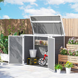 Outsunny 41 Cu. Ft. Outdoor Storage Shed with Chain Lid, Waterproof Outdoor Horizontal Trash Can Storage with Lockable Storage Box for Trash Cans, Garden Tools, Gray Outsunny