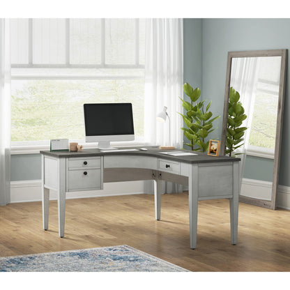 Whalen® Lagron 60" W Wood L-Shaped Corner Desk, Arctic White/Shadow Gray - WoodArtSupply