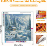 Axquilon Diamond Art Kits for Adults - Winter Diamond Painting Kits for Adults Beginner, DIY 5D Full Drill Landscape Gem Art for Home Wall Decor 14x14 inch Axquilon