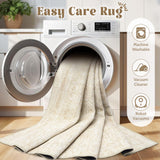 Washable Area Rug 5x7: Moroccan Rug for Living Room Geometric Boho Rug Farmhouse Non Slip Stain Resistant Rugs Low Pile Soft Carpet for Bedroom Dining Room Home Office Children Room (Beige,5'x7') VECARF