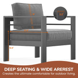 Solaste Outdoor Aluminum Furniture Set,4 Pieces Patio Sectional Chat Sofa Outdoor Conversation Set with Table,Dark Grey Solaste