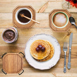 Wooden Coaster Set of 6 Bar Drink Coasters with Holder Acacia Wood Coaster Modern Cup Coaster for Coffee Table Cute Beer Coasters Decor Rustic Coaster Farmhouse Beverage Coasters Outdoor Coaster Ayiaren