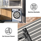 Black and White Striped Outdoor Rug 24'' x 51''Farmhouse Front Porch Mat Hand-Woven Machine Washable Layered Door Mats for Entryway/Bedroom BUAGETUP