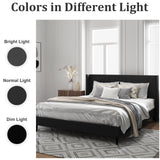 OLALITA King Size Upholstered Platform Bed, King Frame with Tufted Headboard, Sturdy Frame Wooden Slats, No Spring Mattress Required, Noiseless, Easy to Assemble, Black OLALITA