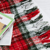 LALIFIT Plaid Throw Blanket with Fringes Green Red Christmas Home Decor Blankets Super Soft Cashmere Blanket for Couch Sofa Farmhouse Halloween etc 50" x 60" Inches(Xmas) LALIFIT