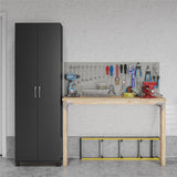 REALROOMS Basin 24" 2 Door Utility Storage Cabinet, Black REALROOMS