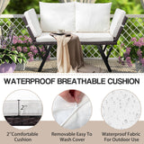 VINGLI Outdoor Loveseat, Woven Rattan Outdoor Sofa with Adjustable Armrests, Patio Loveseat with Removable Cushions and Pillows, Convertible Patio Couch for Yard Pool Balcony VINGLI