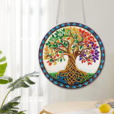 Reofrey Hanging Diamond Art Kits for Adults - 8x8 Inch Tree Acrylic Board Double Sided Pattern Diamond Painting Suncatcher Pendant, DIY Crystal Art for Home Wall or Window Decoration Handmade Gift Reofrey