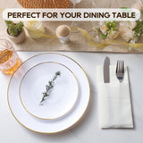 FOCUSLINE 50 Count Disposable Cloth like Napkins, Built-in Flatware Pocket, White Prefolded Paper Napkins, Linen Feel Dinner Napkins for Wedding, Parties, or Events FOCUSLINE