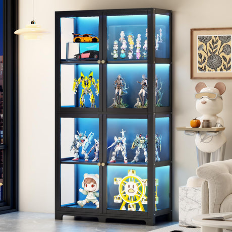walkclpck 4 Tier Curio Display Case, Display Cabinet with Acrylic Door, 65“Transparent Curio Case, Organizers Rack & Display Shelf, Kids Bookcase for Bedroom, Office, Playroom, Living Room. walkclpck