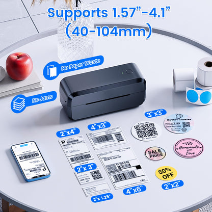 Bluetooth Thermal Shipping Label Printer, Wireless 4x6 Label Printer for Shipping Packages & Small Business, Compatible with Android, IOS, Windows and Mac, Widely Used for Ebay, Amazon, Shopify, Etsy