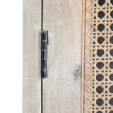 Creative Co-Op Mango Wood and Cane Curio Cabinet with 3 Shelves and 2 Doors, Natural Creative Co-Op