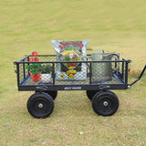 BILT HARD 880 lbs 10" Flat Free Tires Steel Garden Cart with 180° Rotating Handle and Removable Sides, Heavy Duty 4 Cu.Ft Capacity Utility Garden Carts and Wagons BILT HARD