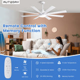 Autoday Large Ceiling Fans with Lights and Remote - 62 Inch White Ceiling Fan with Light, Quiet DC Motor, 3 CCT, Modern Dimmable Lighting & Ceiling Fans for Living Room Patio,Indoor/Outdoor Autoday