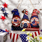 Jetec 4th of July Independence Day Decorations American Patriotic Rustic Wooden Plaque with Rope, Wood American Flag for Front Door Porch Wall Window(Gnome Style) Jetec
