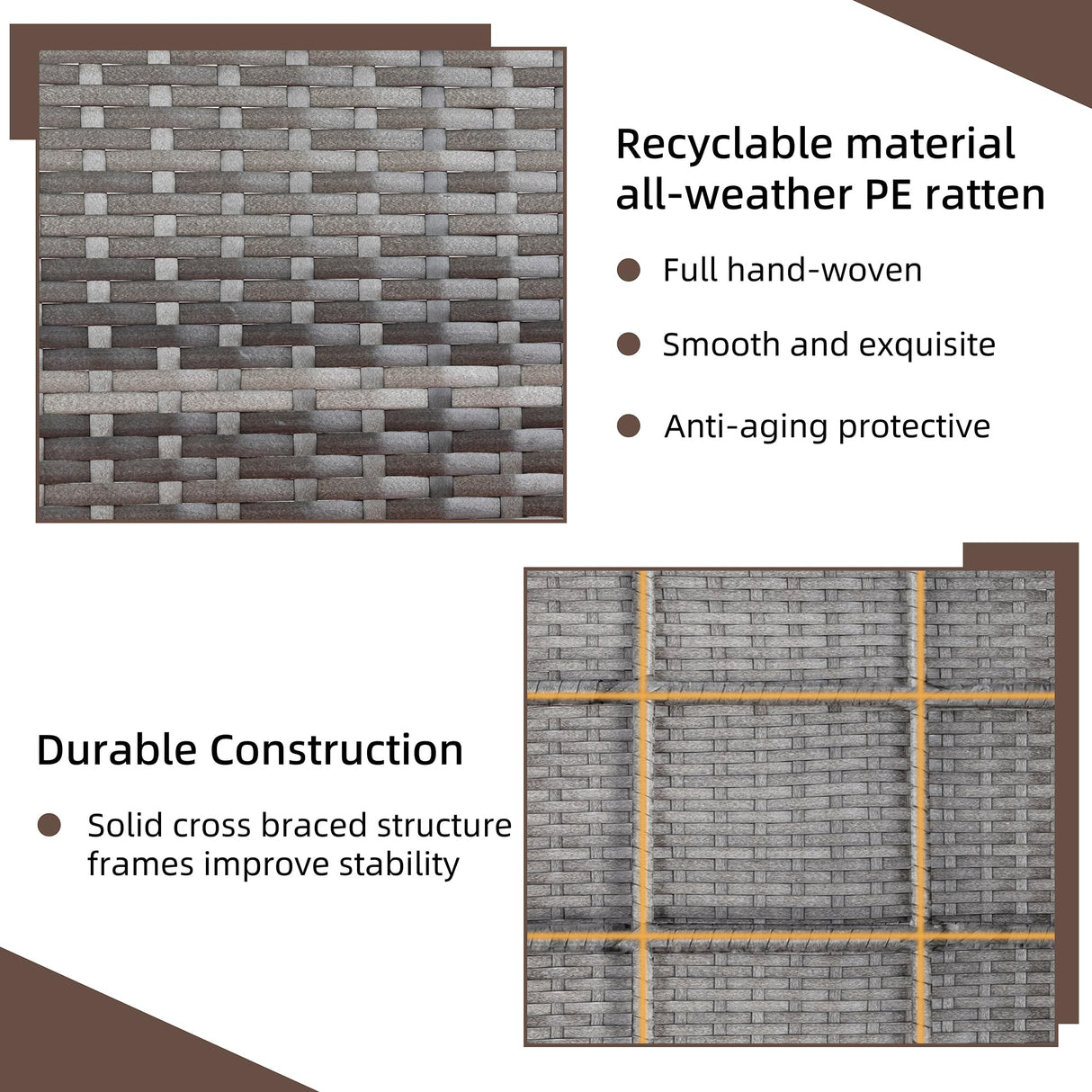 Shintenchi 4 Piece Patio Ratten Set Outdoor Furniture Set Wicker Conversation Set with Cushions and Tempered Glass Tabletop,Red Shintenchi