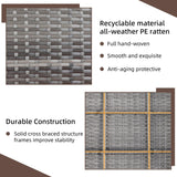 Shintenchi 4 Piece Patio Ratten Set Outdoor Furniture Set Wicker Conversation Set with Cushions and Tempered Glass Tabletop,Red Shintenchi