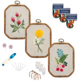 Maydear 3 Pack Embroidery Starter Kit with Pattern, Stamped Cross Stitch Kits for Beginners Adults with Embroidery Hoop and Instructions, Hand Embroidery Kit (B Set Embroidery Starter Kit) Maydear