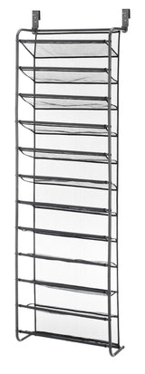 Whitmor 36 Pair Over-The-Door Rack-Gunmetal Gray Shoe Organizer Whitmor