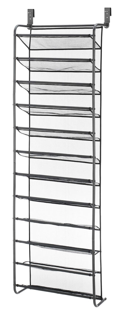 Whitmor 36 Pair Over-The-Door Rack-Gunmetal Gray Shoe Organizer