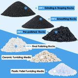 KoolStone Large Rock Tumbler Grit Kit [10 Pounds], Polish Up to [50 lbs.] of Rocks, 4 Steps Polish Refill Media Kit with [Ceramic and Plastic Pellet Tumbling Media], Compatible with Any Tumbler KoolStone